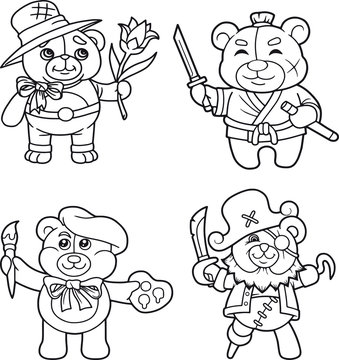 cartoon teddy bears set of images
