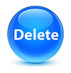 Delete glassy cyan blue round button