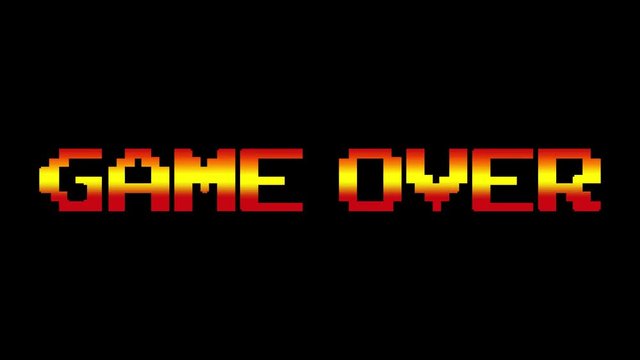 A 4k game over screen. 8 bit clean gradient retro style.
