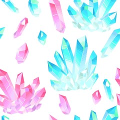 Seamless pattern with crystals gems