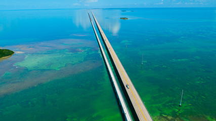 7 mile bridge. Aerial view. Florida Keys, Marathon, USA. 