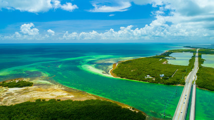 Road to Key West over seas and islands, Florida keys, USA.