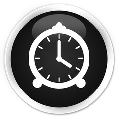 Alarm clock icon premium black round button