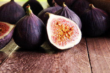 Ripe sweet figs. Healthy mediterranean fig fruit.