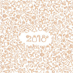 Christmas icon holiday background. Happy New 2018 Year greeting