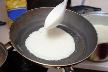 a pancake fried in a skillet