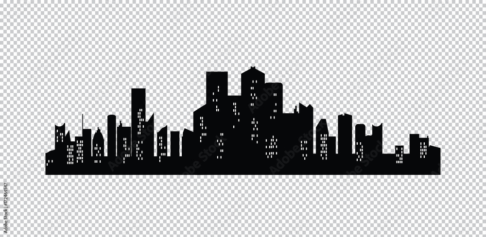 Sticker set of vector cities silhouette