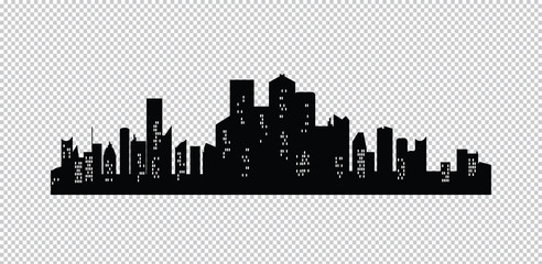  Set of vector cities silhouette