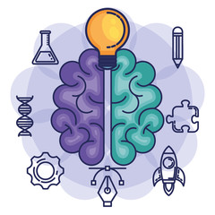 Naklejka premium brain storming set icons