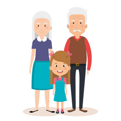 grandparents couple with granddaughter avatars characters