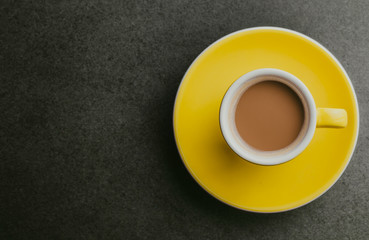 Espresso milk coffee with empty copy space background.