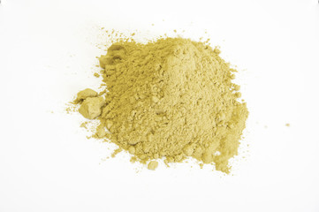 gold ochre pigment isolated over white