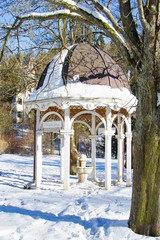 Pavilion of cold mineral water spring Alexandra in winter - Marianske Lazne (Marienbad) - great...