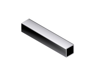 Metal square tube. Isolated on white background. 3D rendering illustration.