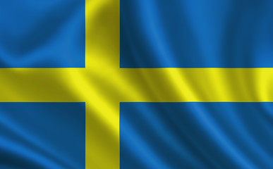 Swedish flag. Sweden flag. Flag of Sweden. Sweden flag illustration. Official colors and proportion correctly. Swedish background. Swedish banner. Symbol, icon.  