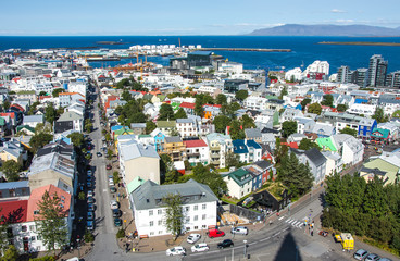 Fototapeta na wymiar Scenery view of Reykjavik the capital city of Iceland in summer season.