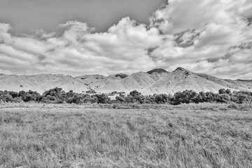 HDR black and white Southern California landscape