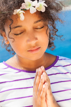 Angelic African American Female Girl Child Praying