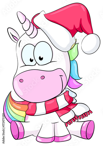 "Weihnachtliches Einhorn - Vektor Illustration" Stockfotos und