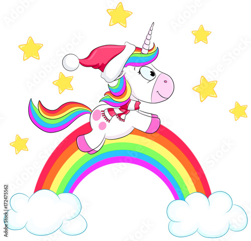 "Weihnachtliches Einhorn - Vektor Illustration" Stockfotos ...