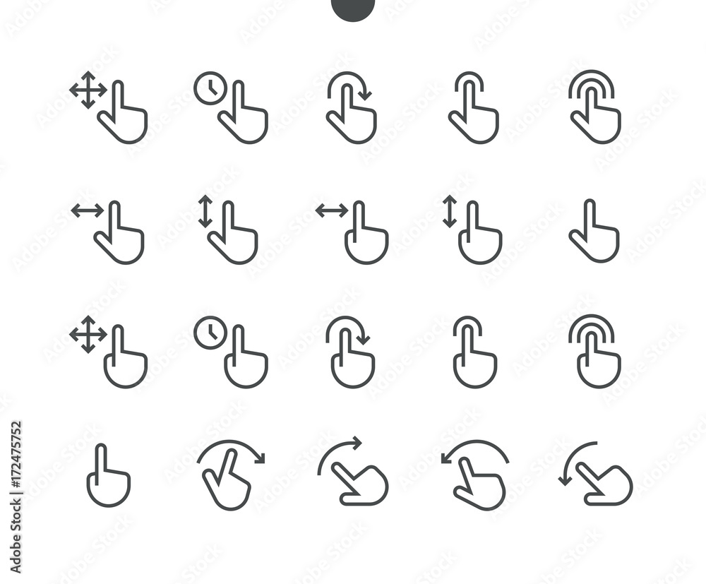 Poster gesture view outlined pixel perfect well-crafted vector thin line icons 48x48 ready for 24x24 grid f