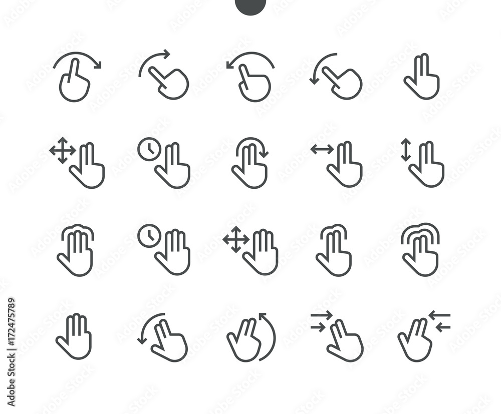 Poster gesture view outlined pixel perfect well-crafted vector thin line icons 48x48 ready for 24x24 grid f