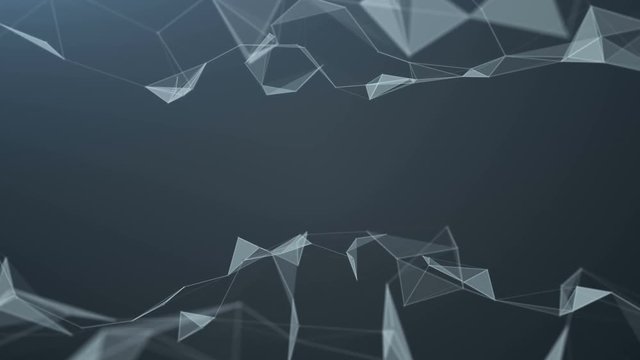 Beautiful abstract geometric background lines and dots, plexus.Slow motion.