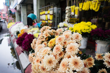 Flower shop at Little India in Ipoh town, capital city of Perak, Malaysia.