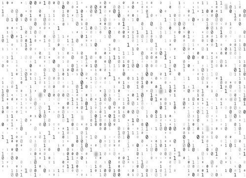 Vector binary code white seamless background. Big data and programming hacking, decryption and encryption, computer streaming black numbers 1,0. Coding or Hacker concept texture or web page fill