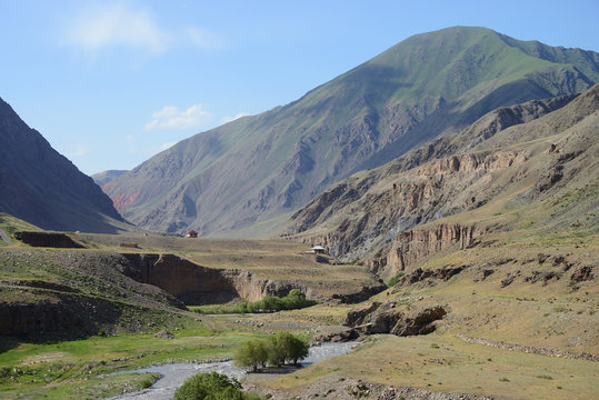 Beautiful mountain landscape near Kiz&ouml;l-Kurgan, M41 Pamir Highway Kyrgyzstan