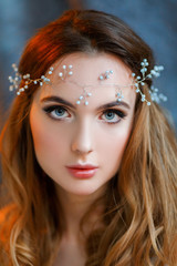 Fine art portrait of a girl in vintage dress