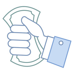 hand human with bill vector illustration design