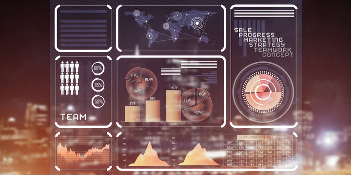 Financial consulting and analytics concept with infographs on sc