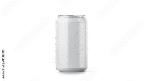 &quot;Blank cold aluminium beer can mockup with drops, 330 ml, looped