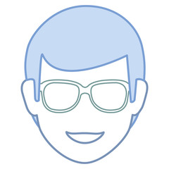 young man head avatar character vector illustration design