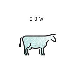 Vector cow outline icon isolated on a white background. A simplified silhouette of a cow, logo in the linear style