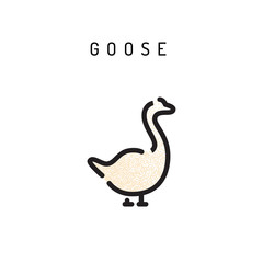 goose icon in flat outline style, isolated vector illustration on white background