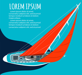 Fototapeta premium Yacht club flyer design with sail boat