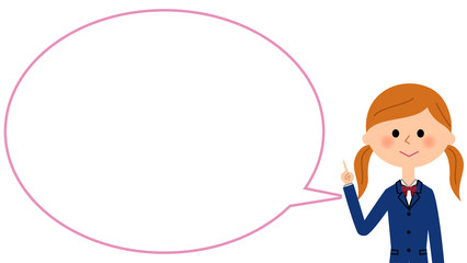 指をさす女子高生　ふきだし