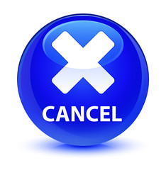 Obraz premium Cancel glassy blue round button