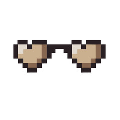 Glasses pixel vector icon. Pixel Glasses. Pixel heart Glasses. Love and valentine