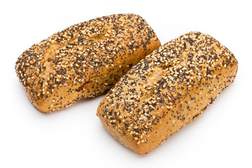Freshly baked bread isolated on white background.