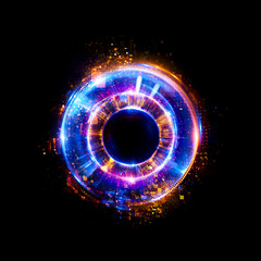 Abstract background. luminous swirling. Elegant glowing circle. Big data cloud. Light ring..Sparking particle. Space tunnel. Colorful ellipse. Glint sphere. Bright border. Magic portal. Energy ball.