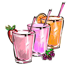 coctails illustration in handrawn style