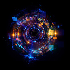 Abstract background. luminous swirling. Elegant glowing circle. Big data cloud. Light ring..Sparking particle. Space tunnel. Colorful ellipse. Glint sphere. Bright border. Magic portal. Energy ball.
