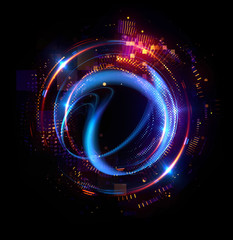 Abstract background. luminous swirling. Elegant glowing circle. Big data cloud. Light ring..Sparking particle. Space tunnel. Colorful ellipse. Glint sphere. Bright border. Magic portal. Energy ball.