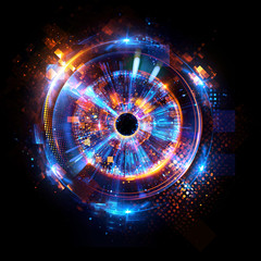 Abstract background. luminous swirling. Elegant glowing circle. Big data cloud. Light ring..Sparking particle. Space tunnel. Colorful ellipse. Glint sphere. Bright border. Magic portal. Energy ball.