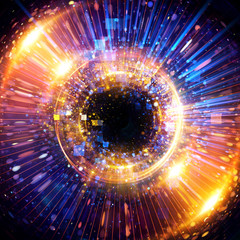 Obraz premium Abstract background. luminous swirling. Elegant glowing circle. Big data cloud. Light ring..Sparking particle. Space tunnel. Colorful ellipse. Glint sphere. Bright border. Magic portal. Energy ball.