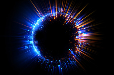 Abstract background. luminous swirling. Elegant glowing circle. Big data cloud. Light ring..Sparking particle. Space tunnel. Colorful ellipse. Glint sphere. Bright border. Magic portal. Energy ball.