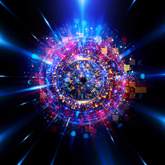 Abstract background. luminous swirling. Elegant glowing circle. Big data cloud. Light ring..Sparking particle. Space tunnel. Colorful ellipse. Glint sphere. Bright border. Magic portal. Energy ball.